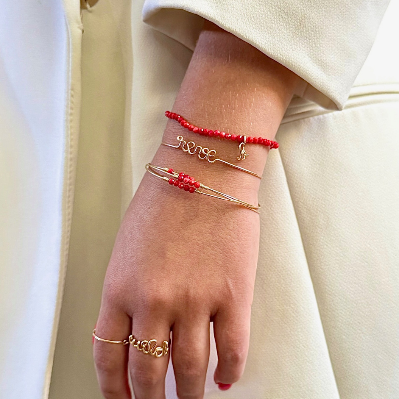 Bracelet élastique pierres, cœur