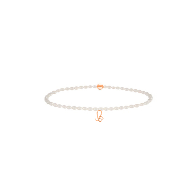 Bracelet élastique pierres, initiale