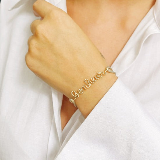 Bracelet cordon à message personnalisé femme - homme - enfant