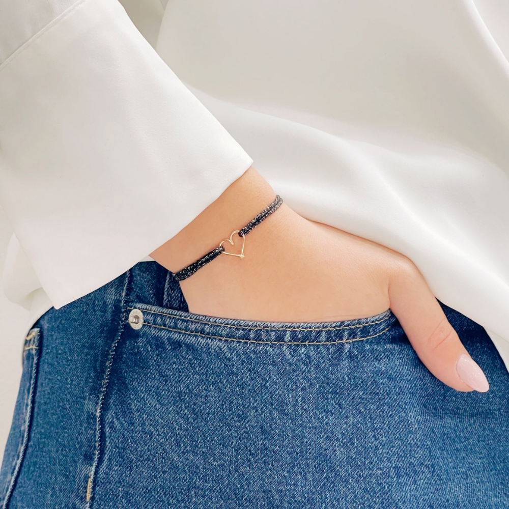 Bracelet cordon coeurs personnalisable femme - homme - enfant