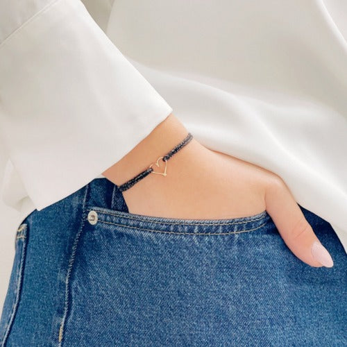 Bracelet cordon coeurs personnalisable femme - homme - enfant