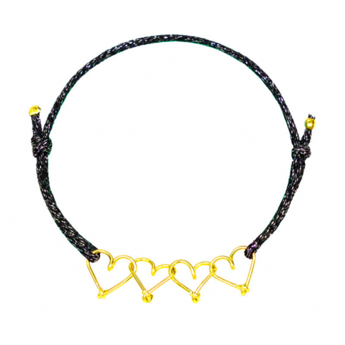 Bracelet cordon coeurs personnalisable femme - homme - enfant