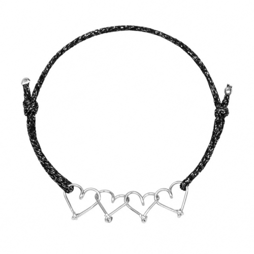 Bracelet cordon coeurs personnalisable femme - homme - enfant