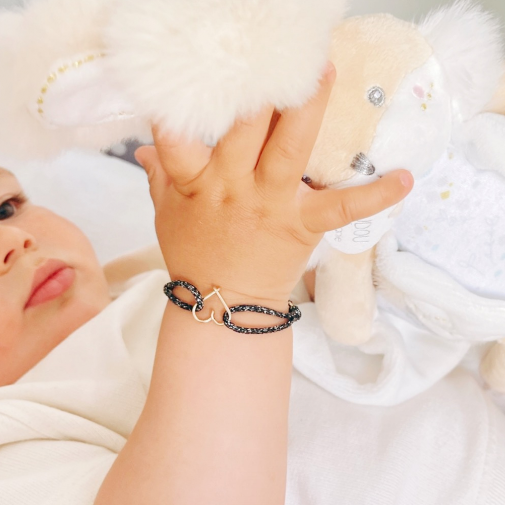 Bracelet cordon coeurs personnalisable femme - homme - enfant