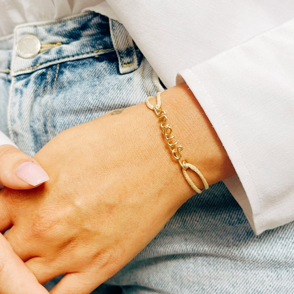 Bracelet cordon à message personnalisé femme - homme - enfant