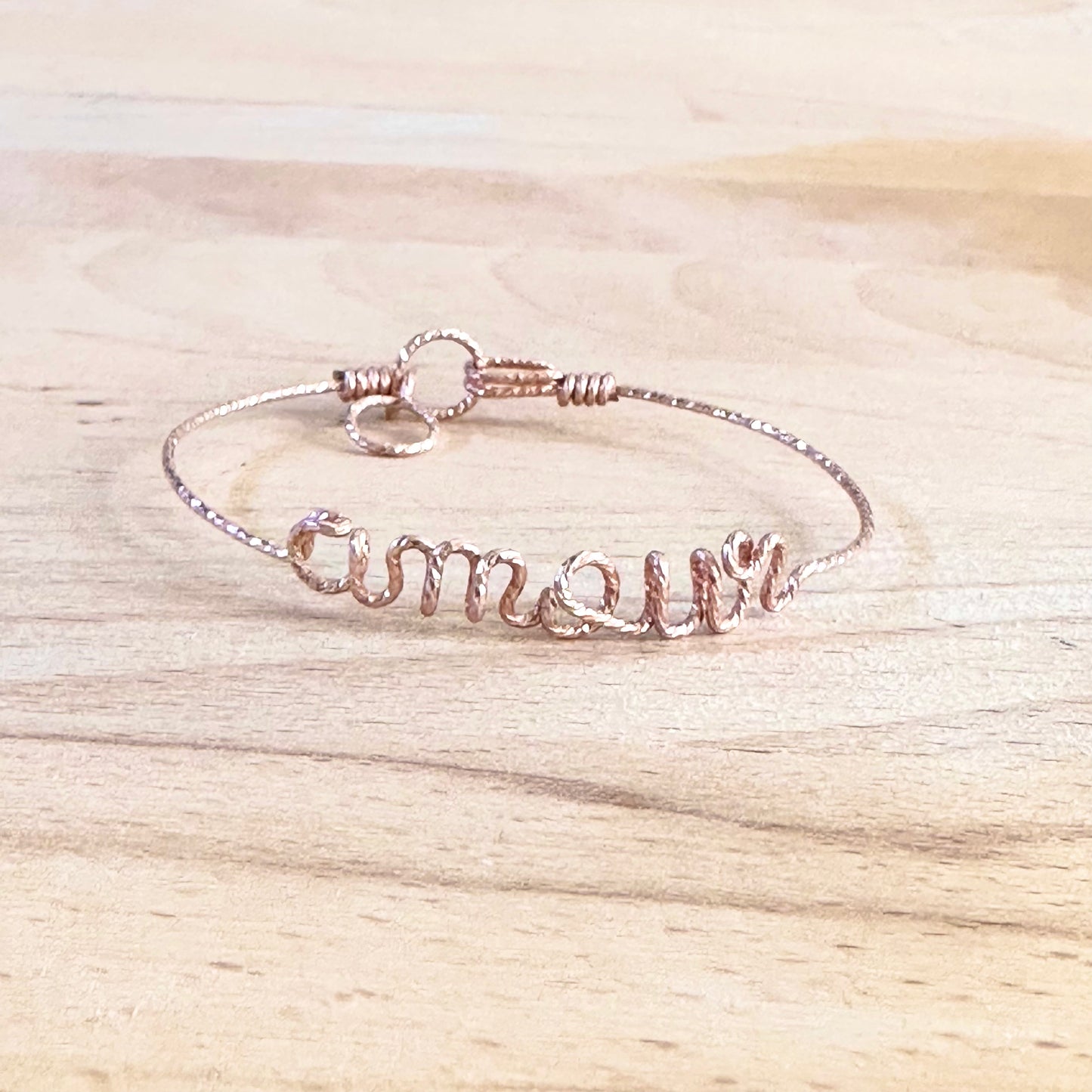 Bracelet Amour taille s Goldfilled 14 carats or rosé scintillant