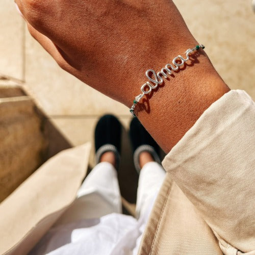 Bracelet chainette à message personnalisé femme