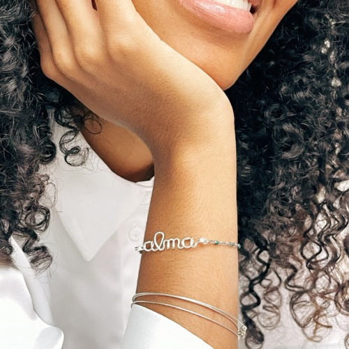 Bracelet chainette à message personnalisé femme