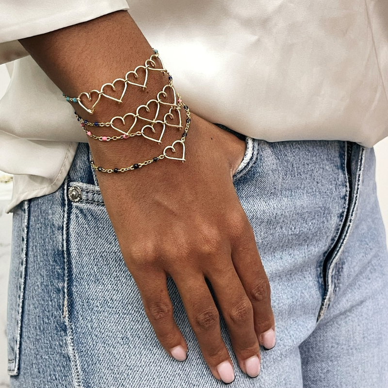 Bracelet chainette coeurs personnalisable enfant