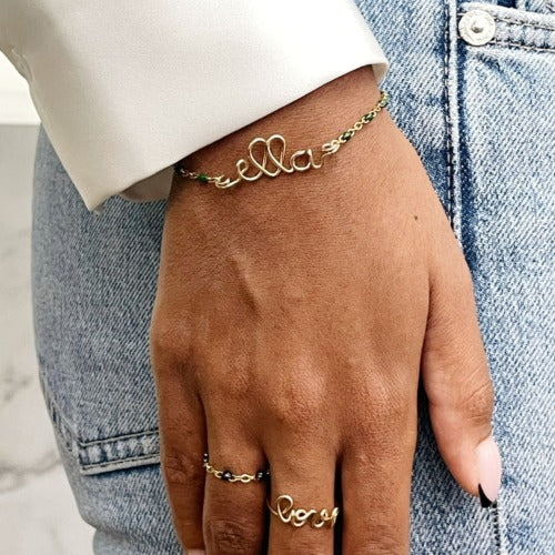 Bracelet chainette à message personnalisé femme