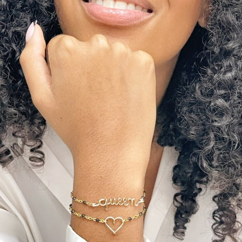 Bracelet chainette à message personnalisé femme