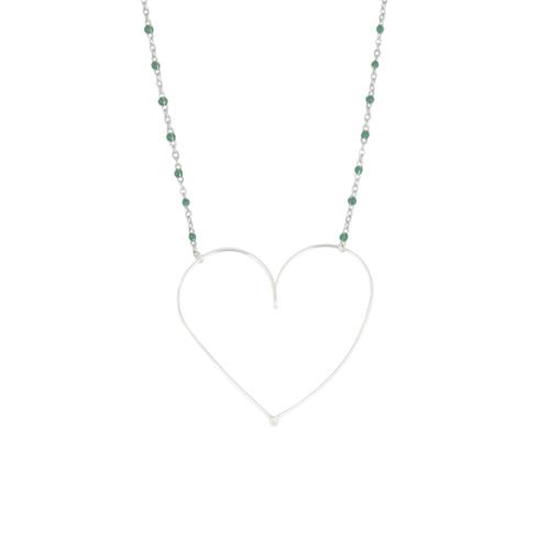 Collier "moyen coeur" chainette avec perles