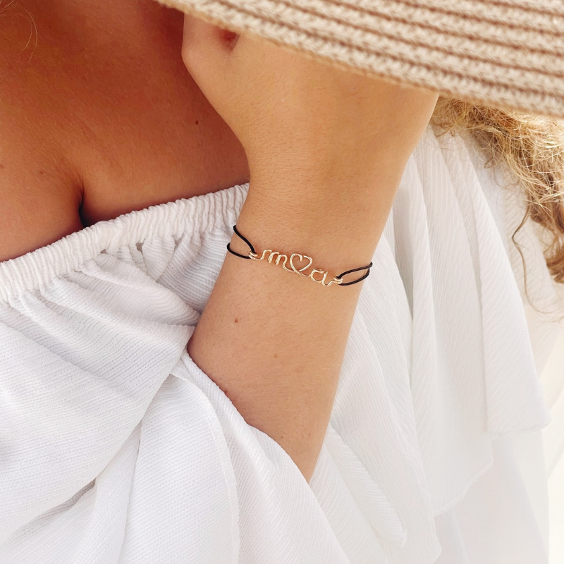 Bracelet cordon à message personnalisé femme - homme - enfant