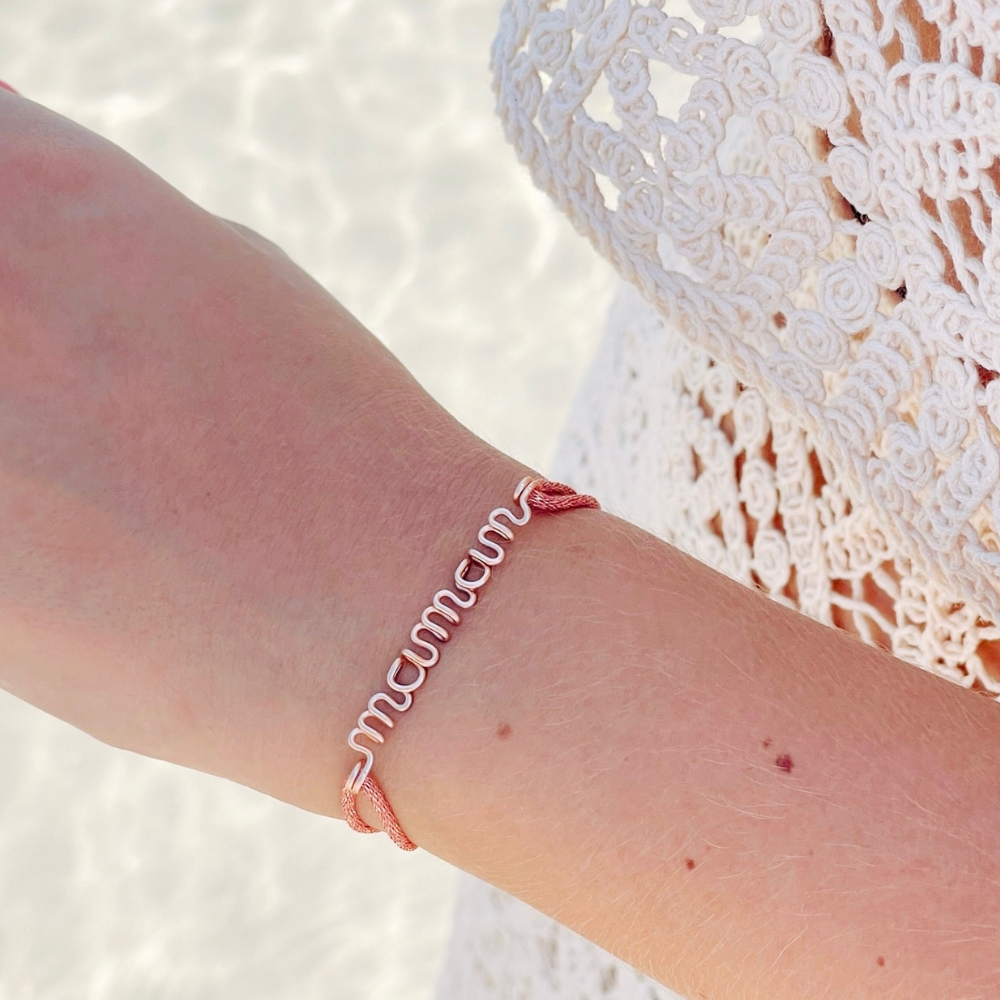 Bracelet cordon à message personnalisé femme - homme - enfant