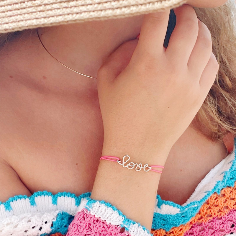 Bracelet cordon à message personnalisé femme - homme - enfant