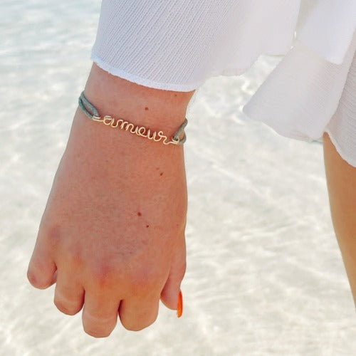 Bracelet cordon à message personnalisé femme - homme - enfant
