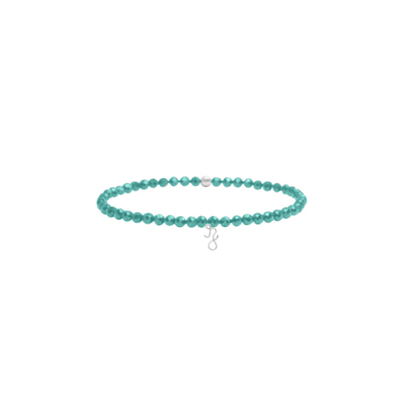 
                      
                        Bracelet élastique pierres, initiale
                      
                    