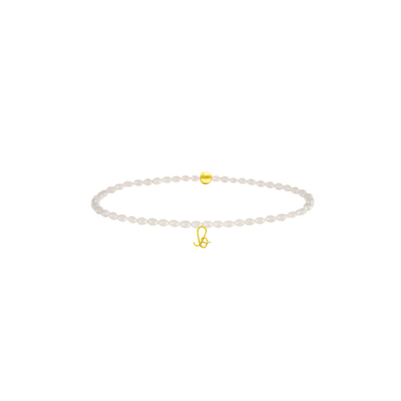 Bracelet élastique pierres, initiale