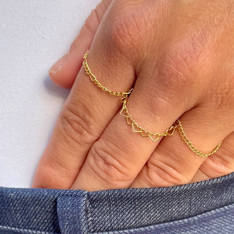 Bague chainette soudée (coeur, gourmette ou fine)