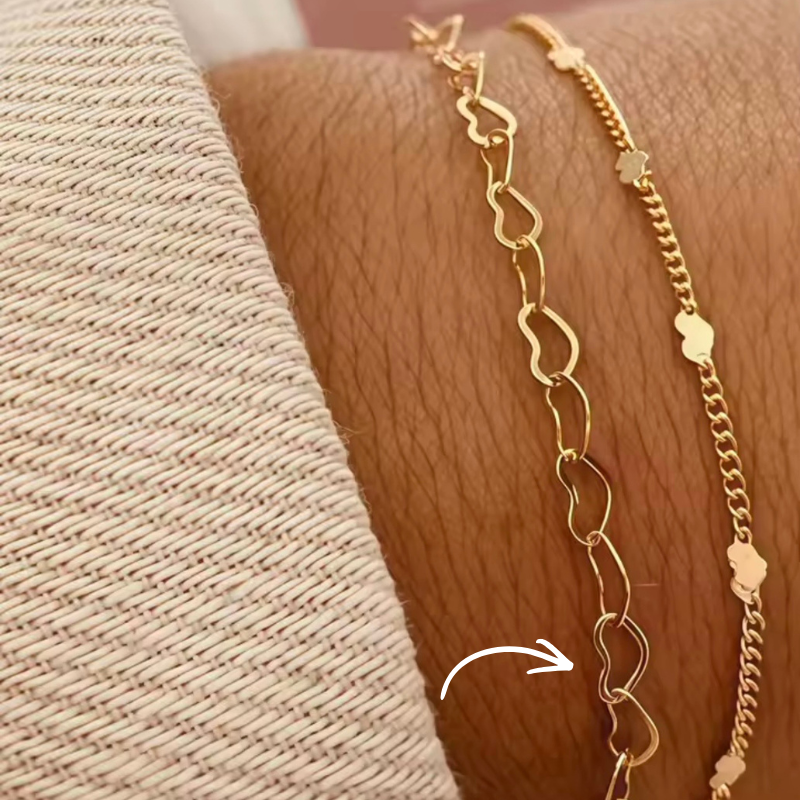 Bracelet chainette coeurs entrelacés
