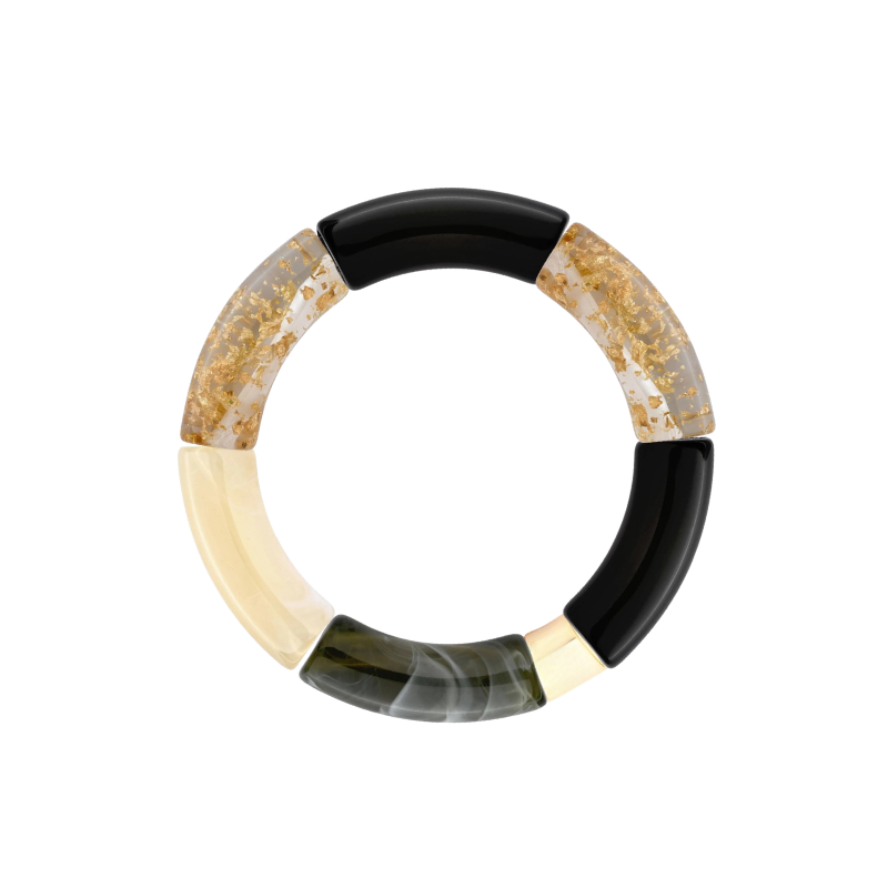 Bracelet noir creme doré