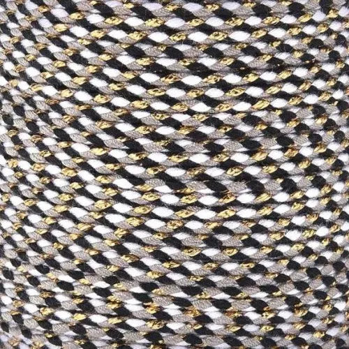 Cordon initiale tressé noir - blanc - gris - doré