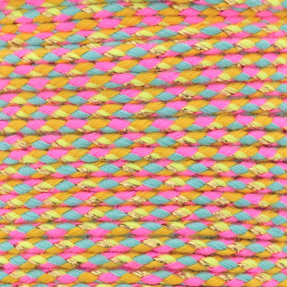 Cordon initiale tressé rose - bleu - jaune - doré